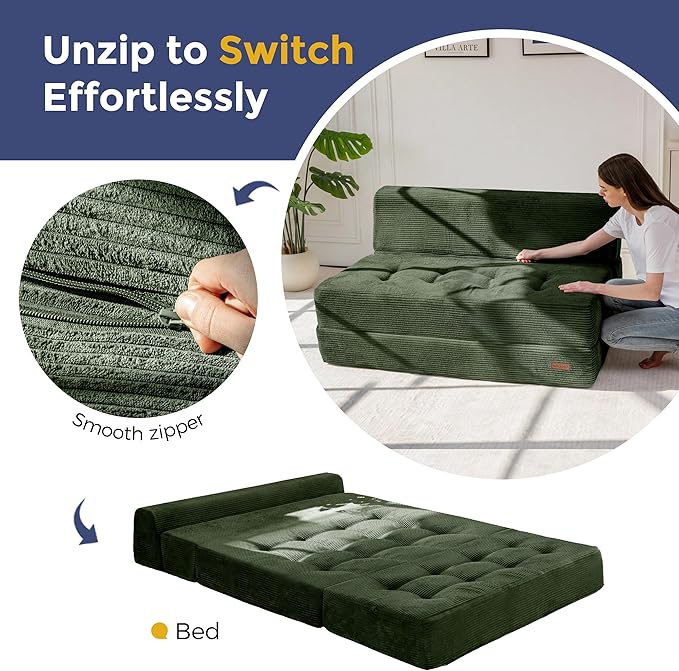 MAXYOYO 8" Folding Sofa Bed, Fold Out Chair Bed Sleeper Chair, Convertible - Image 6