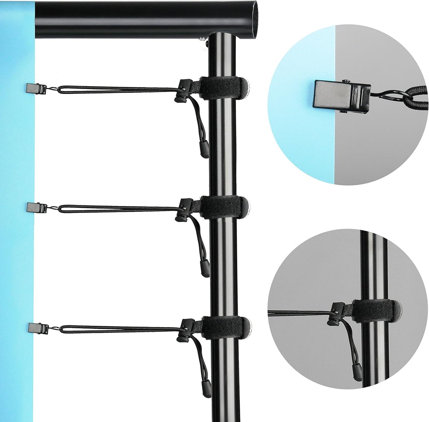 SLOW DOLPHIN Backdrop Background Muslin String Clips Holder Multifunctional for Photo Video Photography Studio 12 Pack, Black