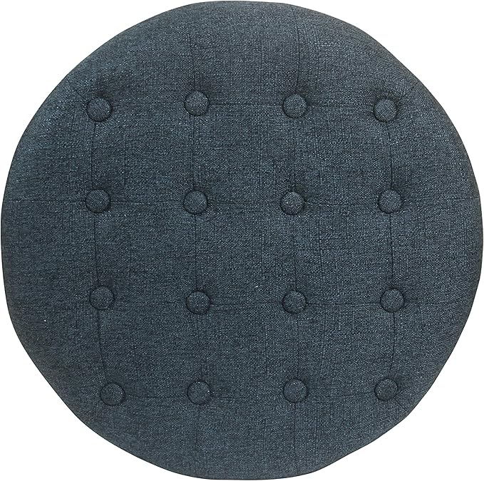 HomePop by Kinfine Fabric Upholstered Round Storage Ottoman - Image 5