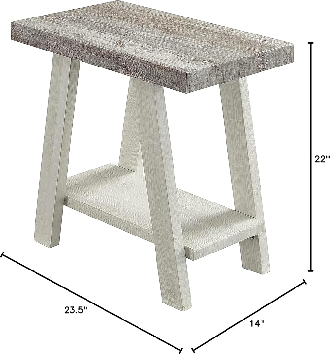 Roundhill Furniture Athens Contemporary Two-Tone Wood Shelf Side Table - Image 2