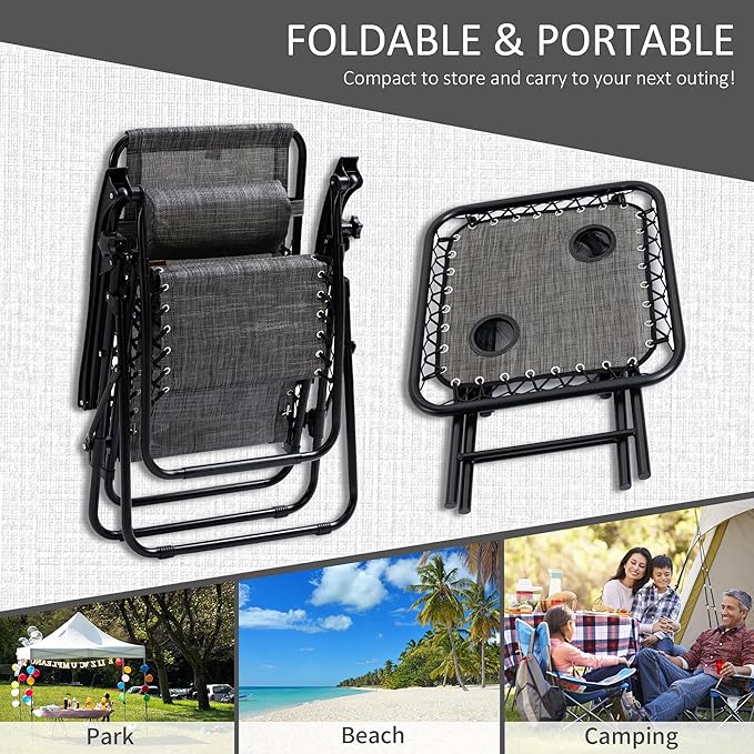 Outsunny Zero Gravity Chair Set - Image 6