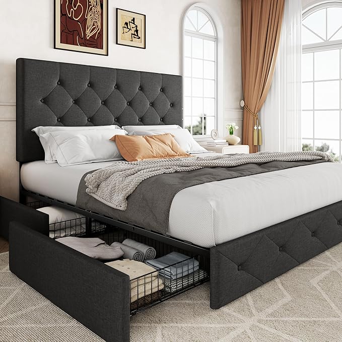 Allewie Upholstered Queen Size Platform Bed Frame by Allewie