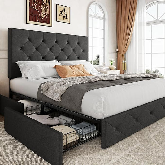 Allewie Upholstered Queen Size Platform Bed Frame by Allewie