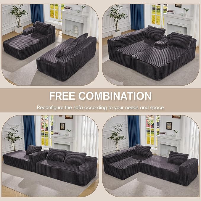Hobestluk Modular Sectional Sofa Couches L-Shape Couch 3 Seat Modular Sofa - Image 5