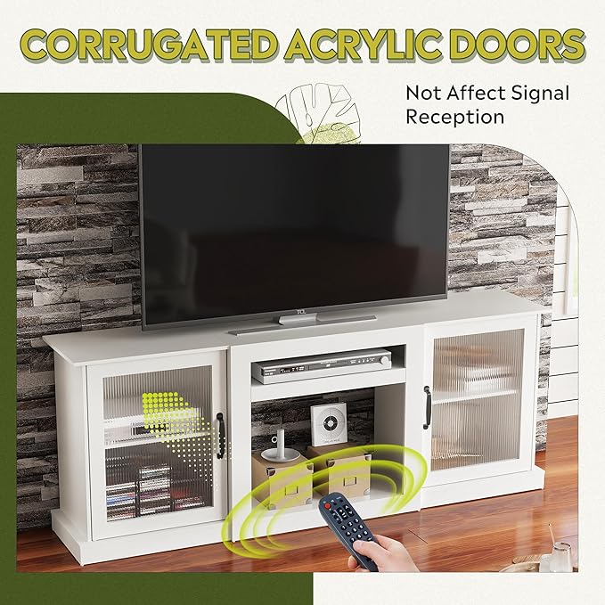 WLIVE Farmhouse TV Stand for 75 inch TV, Entertainment Center - Image 5