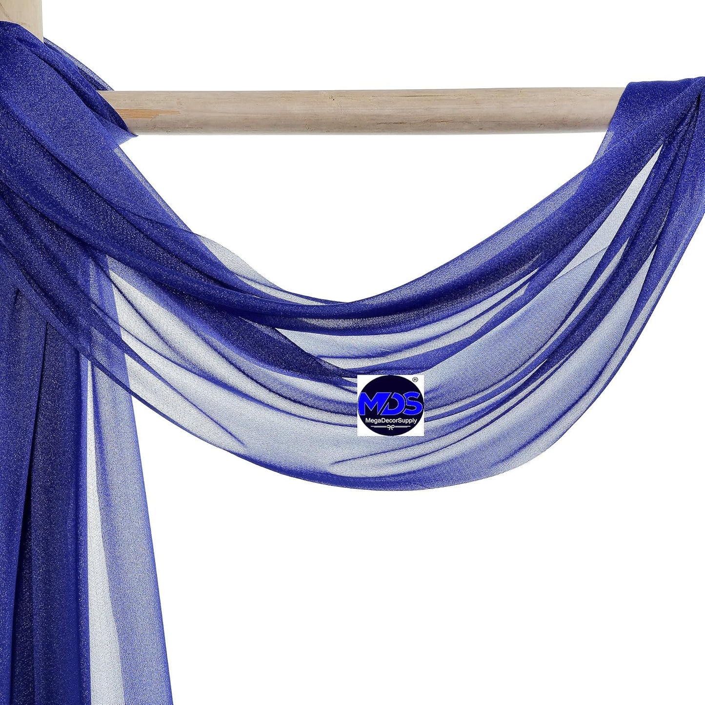 MDS Halloween Chiffon Draping Fabric - 2 Panel, 30" Wide x 100ft Long - Sheer Spooky Arbor & Canopy Drapery for Haunted House Backdrops, Party Ceilings, DIY Costumes & Themed Events - Royal Blue