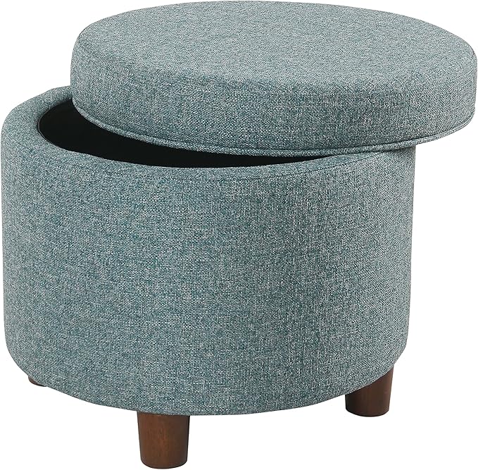 Homepop Home Decor | Upholstered Round Storage Ottoman | Ottoman by HomePop