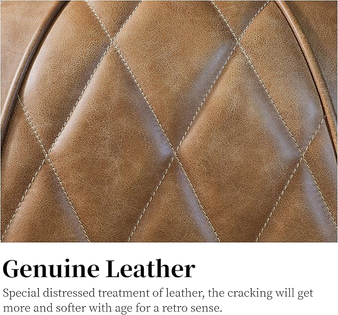 Art Leon Genuine Leather Accent Chair, Mid Century Industrial Armchair - Image 5