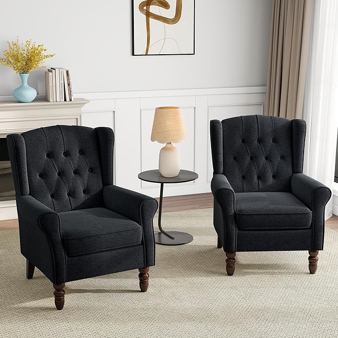 Mid-Century Modern 2-Piece Wingback Chair Set - Image 6