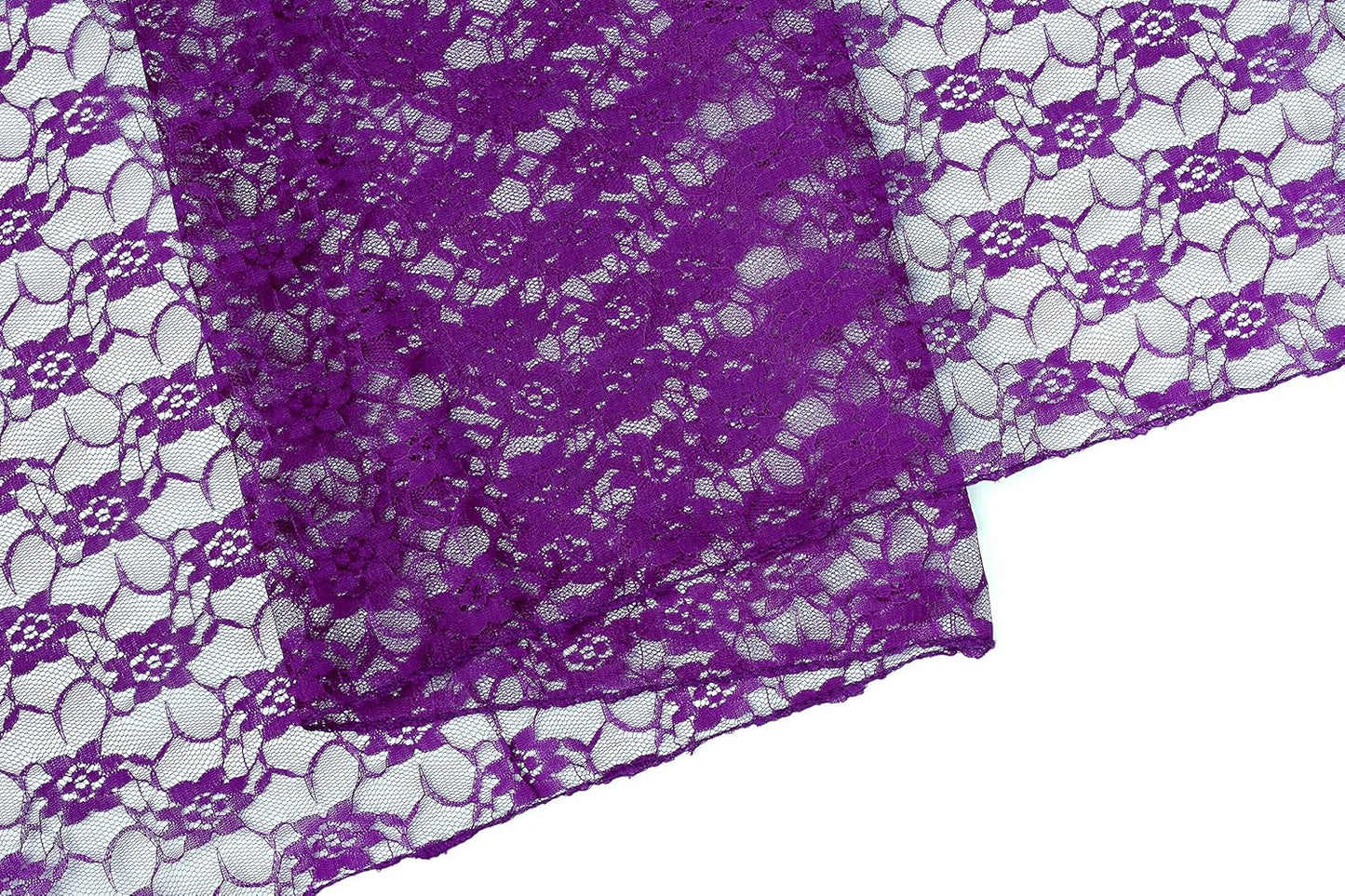 MDS Pack of 20 Wedding 12 x 108 inches Lace Table Runner for Wedding, Decorations for Birthday Parties, Banquets, Graduations, Engagements, and Runners fit Rectangle, Round Table- Cadbury Purple