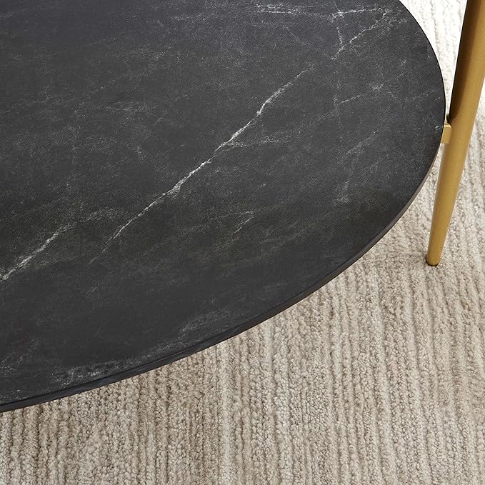 LumFurn Oval Glass Coffee Table, Mid-Century Modern Design, L43 x W22 x H17 inch - Image 8