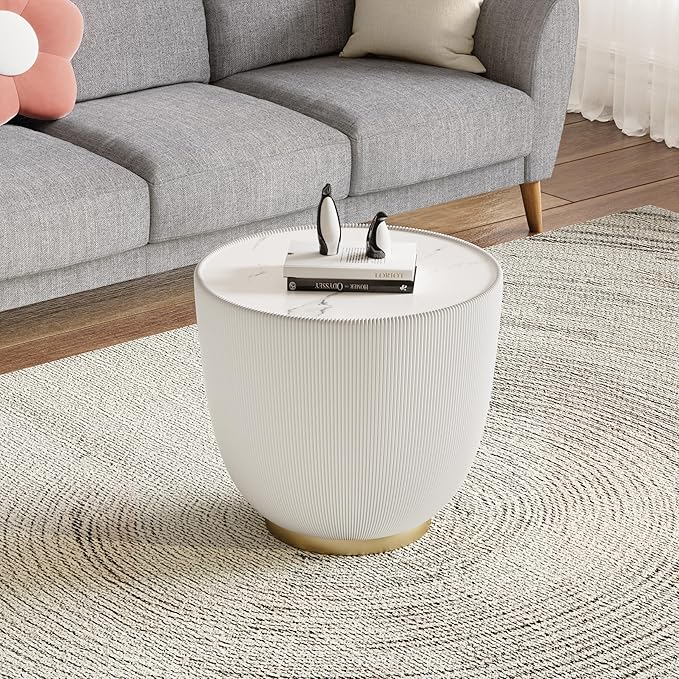 Round Marble Coffee Table Set of 2, 2 Piece Coffee Table and End Table - Image 8