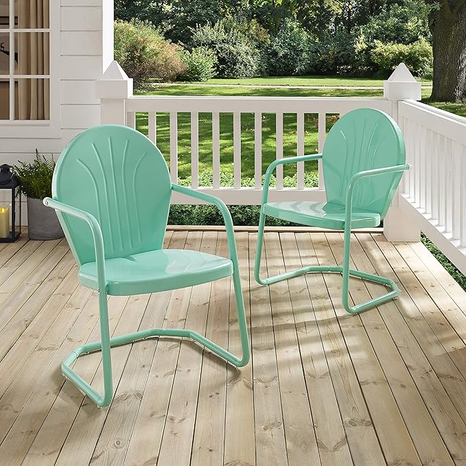 Crosley Furniture Griffith Outdoor Chair, Retro Metal Patio Chairs - Image 10