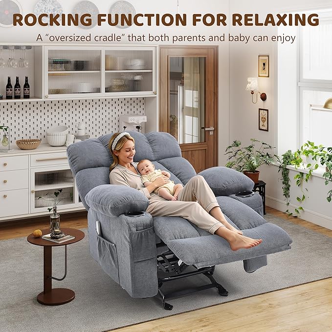 Massage Rocking Recliner Chair, Ergonomic Recliners Sofa - Image 9