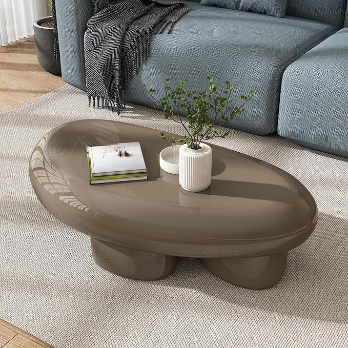 24/7 Shop at Home Kavren Modern 37-inch Oval Glossy Low Profile Coffee Table - Image 4