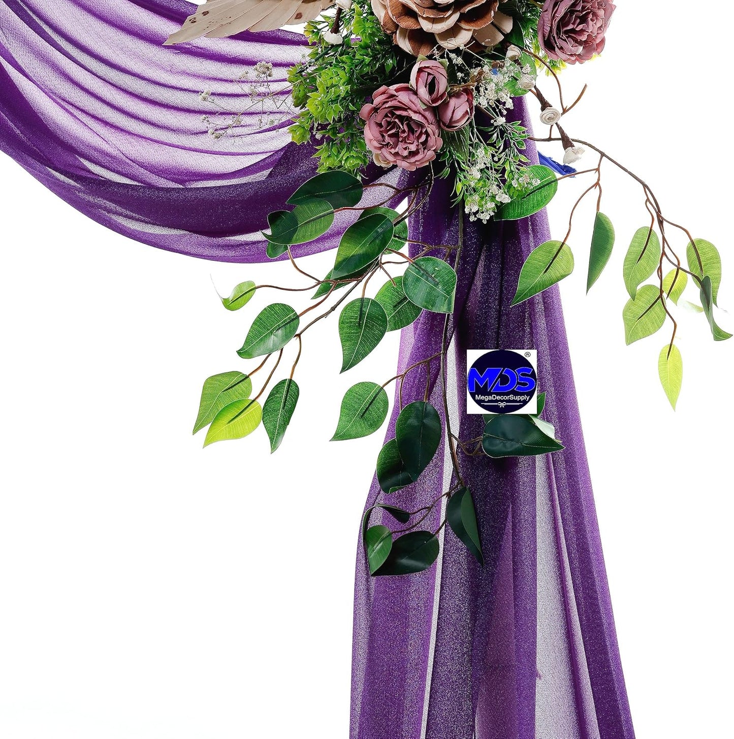 MDS Halloween Chiffon Draping Fabric - 1 Panel, 30" Wide x 100ft Long - Sheer Spooky Arbor & Canopy Drapery for Haunted House Backdrops, Party Ceilings, DIY Costumes & Themed Events - Cadbury Purple