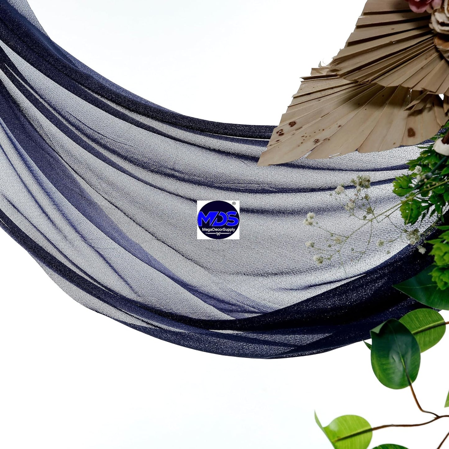 MDS Halloween Chiffon Draping Fabric - 1 Panel, 30" Wide x 30ft Long - Sheer Spooky Arbor & Canopy Drapery for Haunted House Backdrops, Party Ceilings, DIY Costumes & Themed Events - Navy Blue