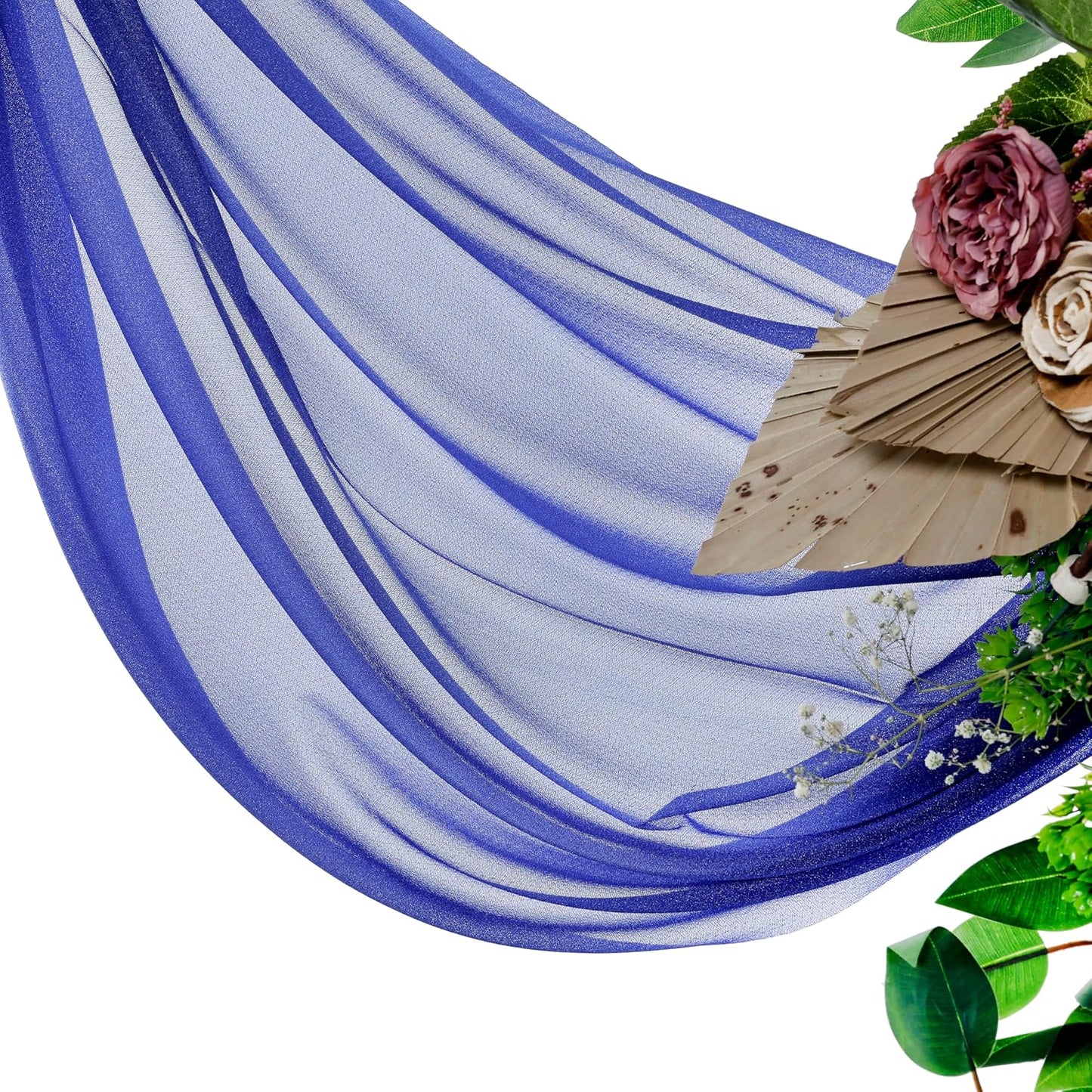 VDS Pack of 1 Panel (30 Inch X 50 Feet) Wedding Arch Draping Fabric Sheer Chiffon Fabric Drapery for Wedding Ceremony Reception Swag Backdrop Canopy Chuppah ARBO Altars Decoration (Royal Blue)