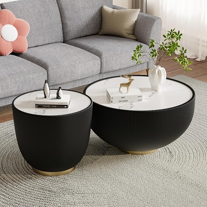 27.55" Round Marble Coffee Table - Image 6