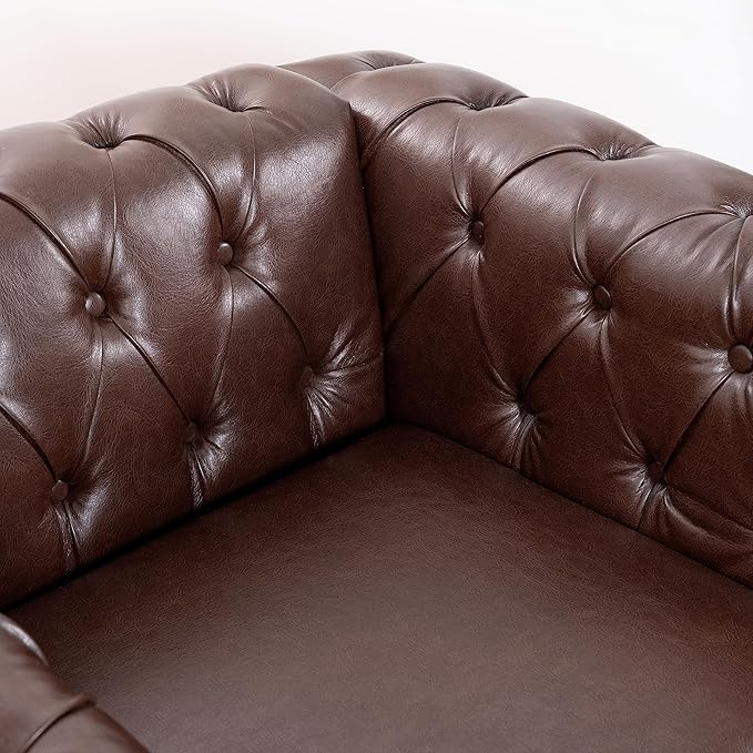 GDFStudio 39" Mid-Century Modern Sofa PU Leather Accent Couch - Image 7