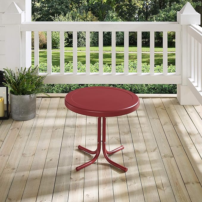 Crosley Furniture Griffith Weather Resistant Retro Metal Outdoor Side Table - Image 6