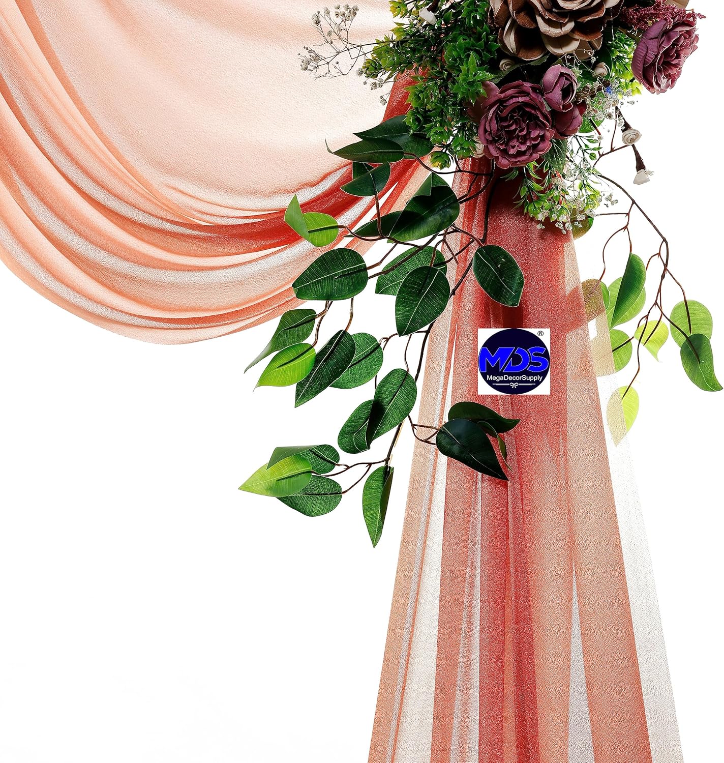 MDS Halloween Chiffon Draping Fabric - 1 Panel, 30" Wide x 75ft Long - Sheer Spooky Arbor & Canopy Drapery for Haunted House Backdrops, Party Ceilings, DIY Costumes & Themed Events - Terracotta