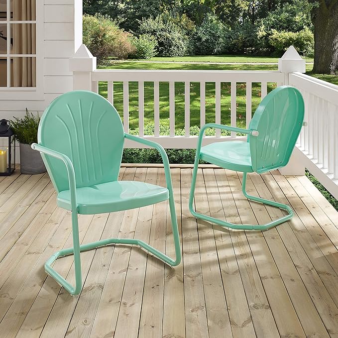 Crosley Furniture Griffith Outdoor Chair, Retro Metal Patio Chairs - Image 21