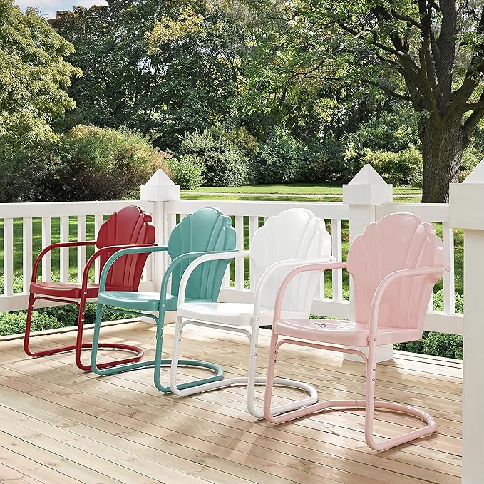 Crosley Furniture Tulip 2-Piece Outdoor Chair Set, Retro Metal Patio Chairs - Image 8
