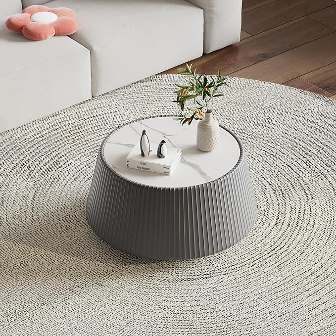 26.77" Marble Coffee Table, Modern Cup Shaped Coffee Table - Image 4