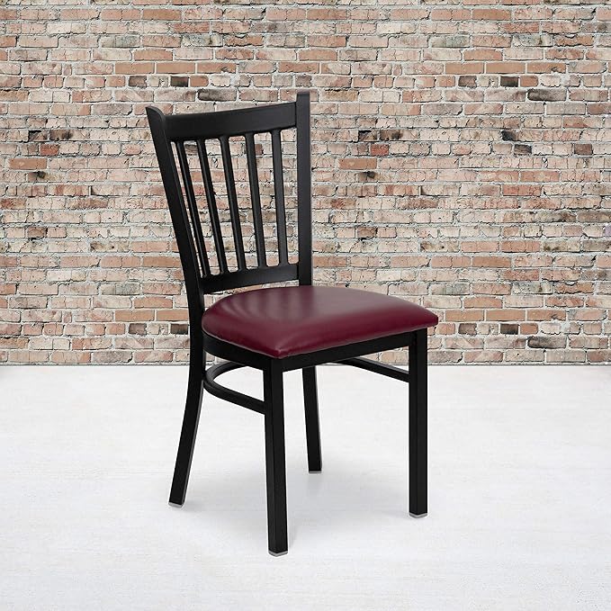 Flash Furniture 2 Pack HERCULES Series Black Vertical Back Metal Restaurant - Image 2