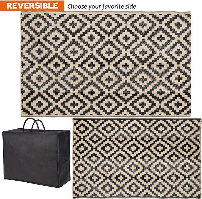 SAND MINE Waterproof Outdoor Rug 5x8 ft, Plastic Reversible Rug, Modern Area Rug - Image 3