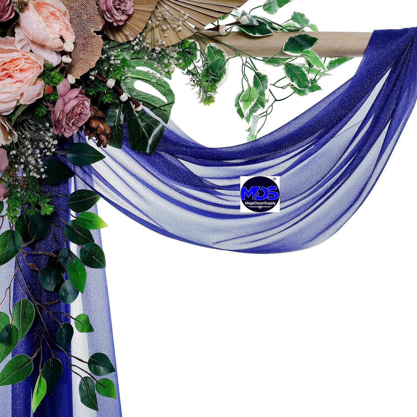MDS Halloween Chiffon Draping Fabric - 2 Panel, 30" Wide x 100ft Long - Sheer Spooky Arbor & Canopy Drapery for Haunted House Backdrops, Party Ceilings, DIY Costumes & Themed Events - Royal Blue