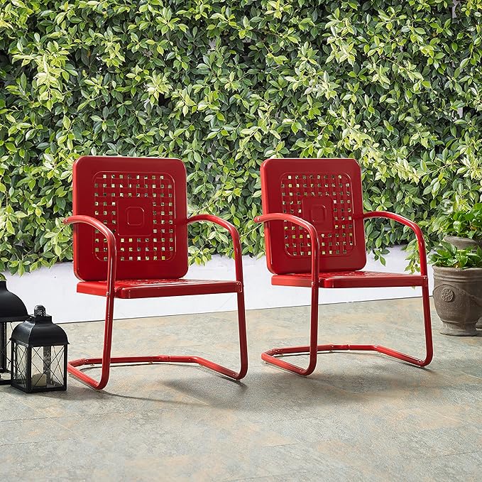 Crosley Furniture Bates 2-Piece Outdoor Chair Set, Retro Metal Patio Chairs - Image 6