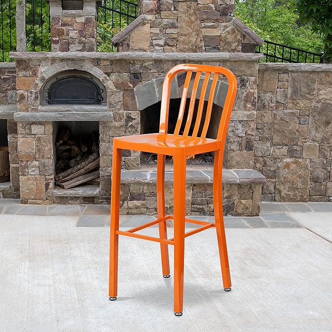 Flash Furniture Gael Commercial Grade 2 Pack 30" High Orange Metal - Image 2