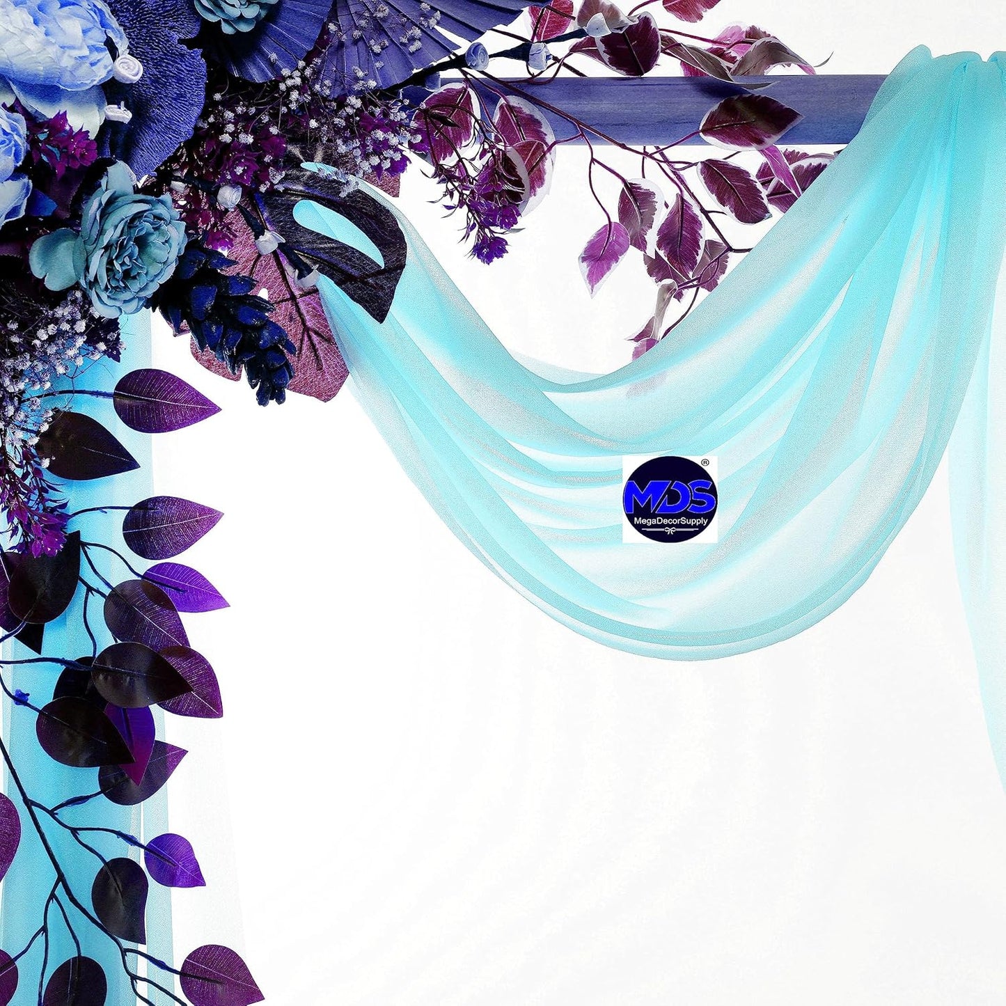 MDS Halloween Chiffon Draping Fabric - 1 Panel, 30" Wide x 75ft Long - Sheer Spooky Arbor & Canopy Drapery for Haunted House Backdrops, Party Ceilings, DIY Costumes & Themed Events - Teal