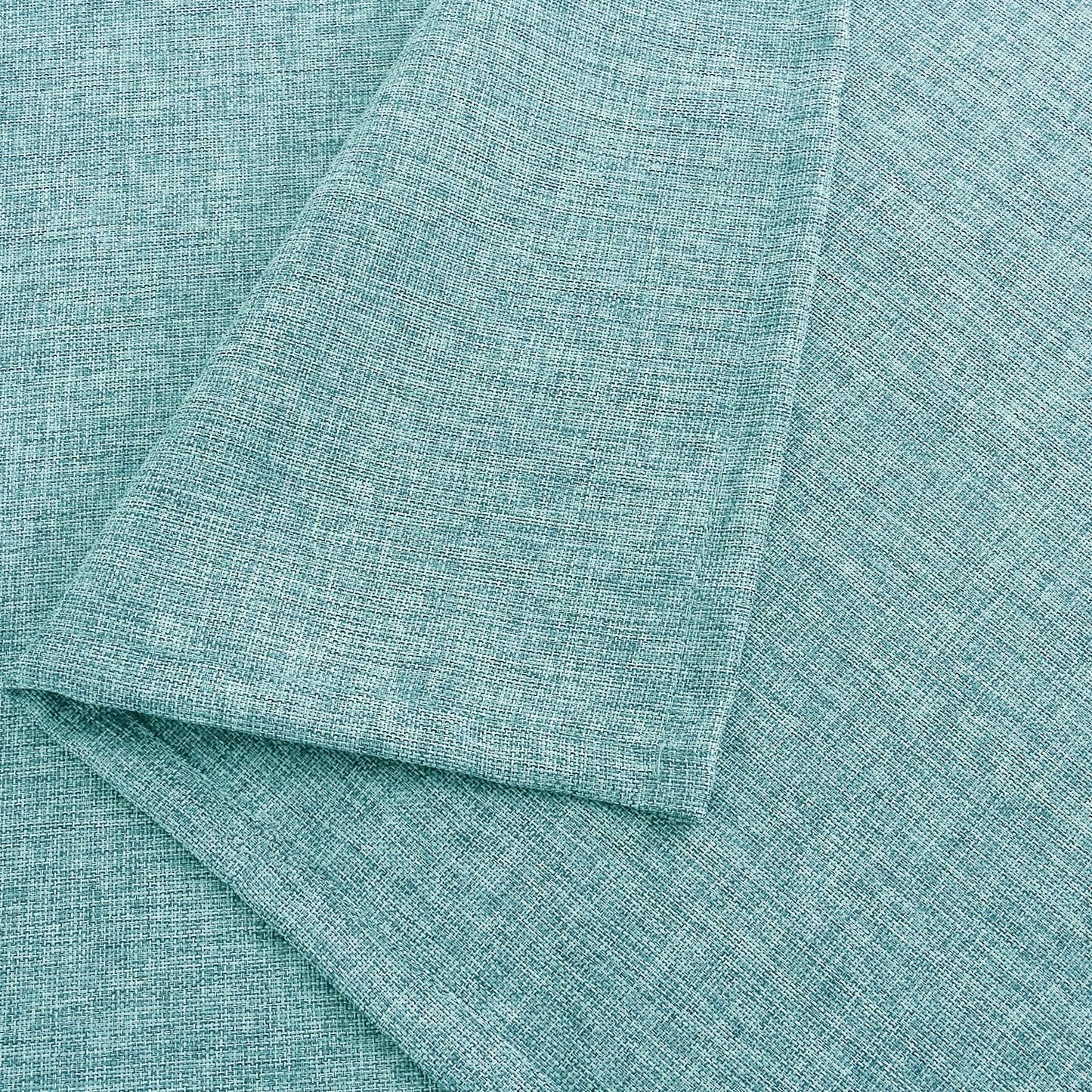 Hiasan Faux Linen Rectangle Tablecloth - Wrinkle and Stain Resistant Washable Table Cloth for Kitchen Dining Room Holiday Table Cover for Dinner, Aqua, 60 x 140 Inch
