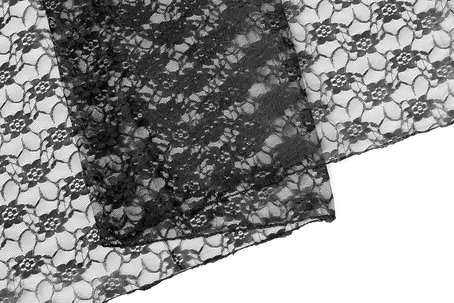 MDS Pack of 15 Wedding 12 x 108 inches Lace Table Runner for Wedding, Decorations for Birthday Parties, Banquets, Graduations, Engagements, and Runners fit Rectangle, Round Table- Black