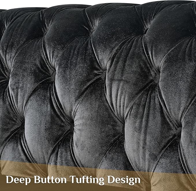 DAMAIFROM Mid Century Modern Chesterfield Sofa Couch, 6 Seater Tufted Sofas - Image 4