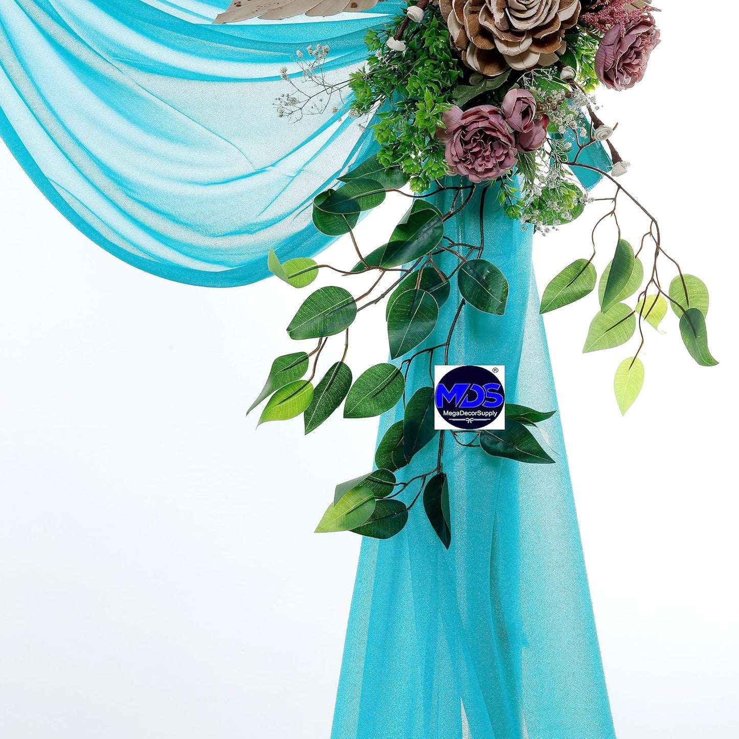 MDS Halloween Chiffon Draping Fabric - 2 Panel, 30" Wide x 75ft Long - Sheer Spooky Arbor & Canopy Drapery for Haunted House Backdrops, Party Ceilings, DIY Costumes & Themed Events - Peacock Blue