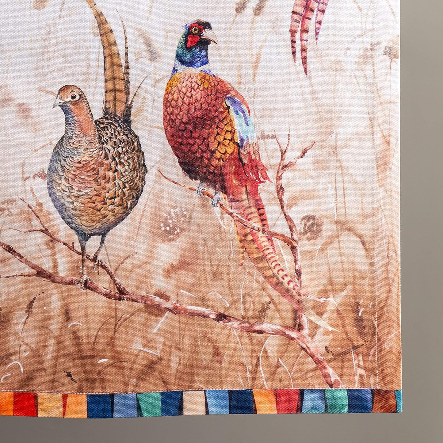 Maison d' Hermine Table Runner 100% Cotton Single Layer Table Runners 90 inches Long Decorative for Home Kitchen Dining Party Baby Shower Wedding Bridal Shower (Faisan D'Automne, 14.50" x 90")