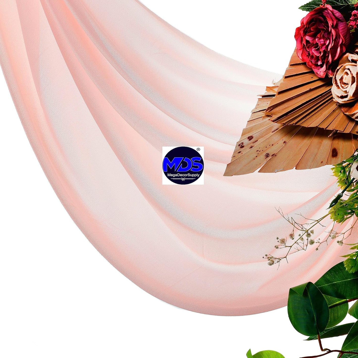 MDS Halloween Chiffon Draping Fabric - 1 Panel, 30" Wide x 30ft Long - Sheer Spooky Arbor & Canopy Drapery for Haunted House Backdrops, Party Ceilings, DIY Costumes & Themed Events - Dusty Rose