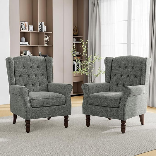 Pia Ricco Mid-Century Modern 2-Piece Wingback Chair Set by PiaRicco