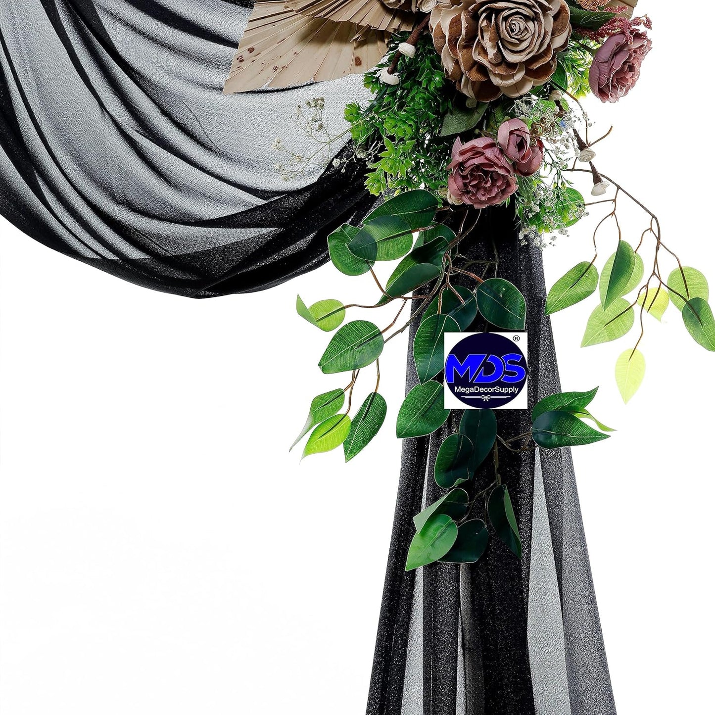 MDS Halloween Chiffon Draping Fabric - 1 Panel, 30" Wide x 20ft Long - Sheer Spooky Arbor & Canopy Drapery for Haunted House Backdrops, Party Ceilings, DIY Costumes & Themed Events - Black