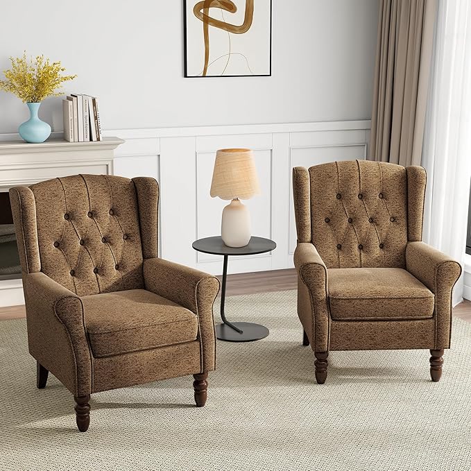 Mid-Century Modern 2-Piece Wingback Chair Set - Image 6