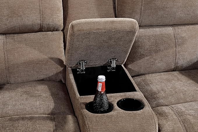 Betsy Furniture Modern Fabric Recliner Sofa Set, Loveseat w/Console, Recliner - Image 6