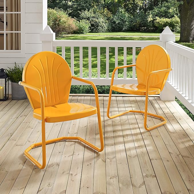 Crosley Furniture Griffith Outdoor Chair, Retro Metal Patio Chairs - Image 9