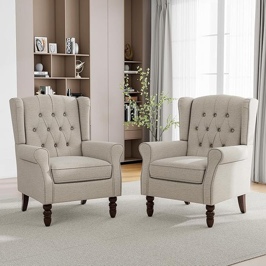 Mid-Century Modern 2-Piece Wingback Chair Set by PiaRicco
