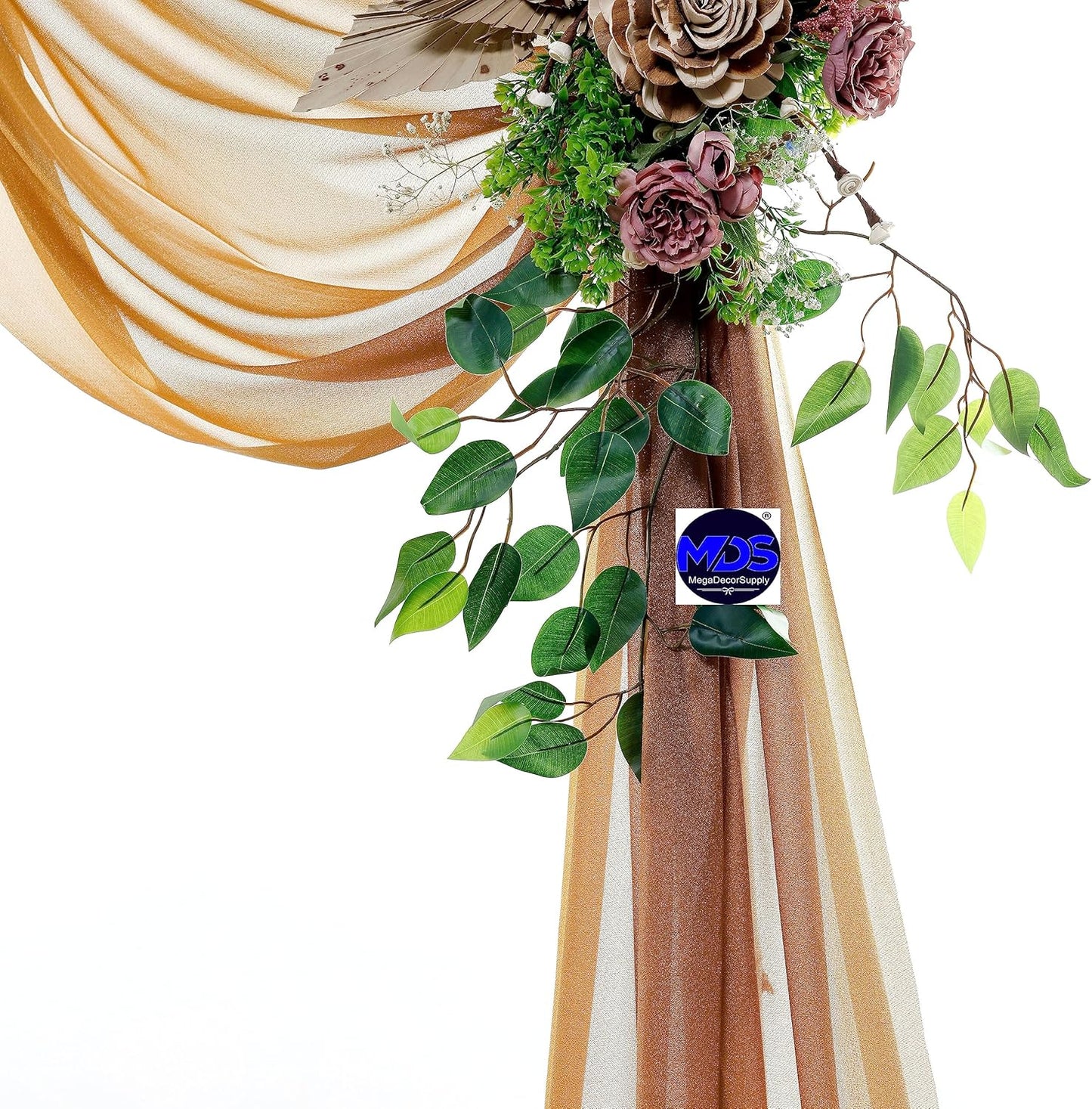 MDS Halloween Chiffon Draping Fabric - 2 Panel, 30" Wide x 40ft Long - Sheer Spooky Arbor & Canopy Drapery for Haunted House Backdrops, Party Ceilings, DIY Costumes & Themed Events - Mocha