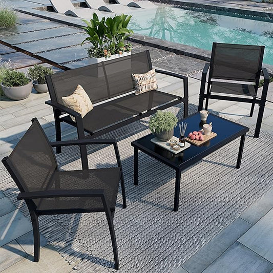 Shintenchi 4 Pieces Patio Furniture Set All Weather Textile Fabric Outdoor by Shintenchi%7CFurnitureMadeforRealLife