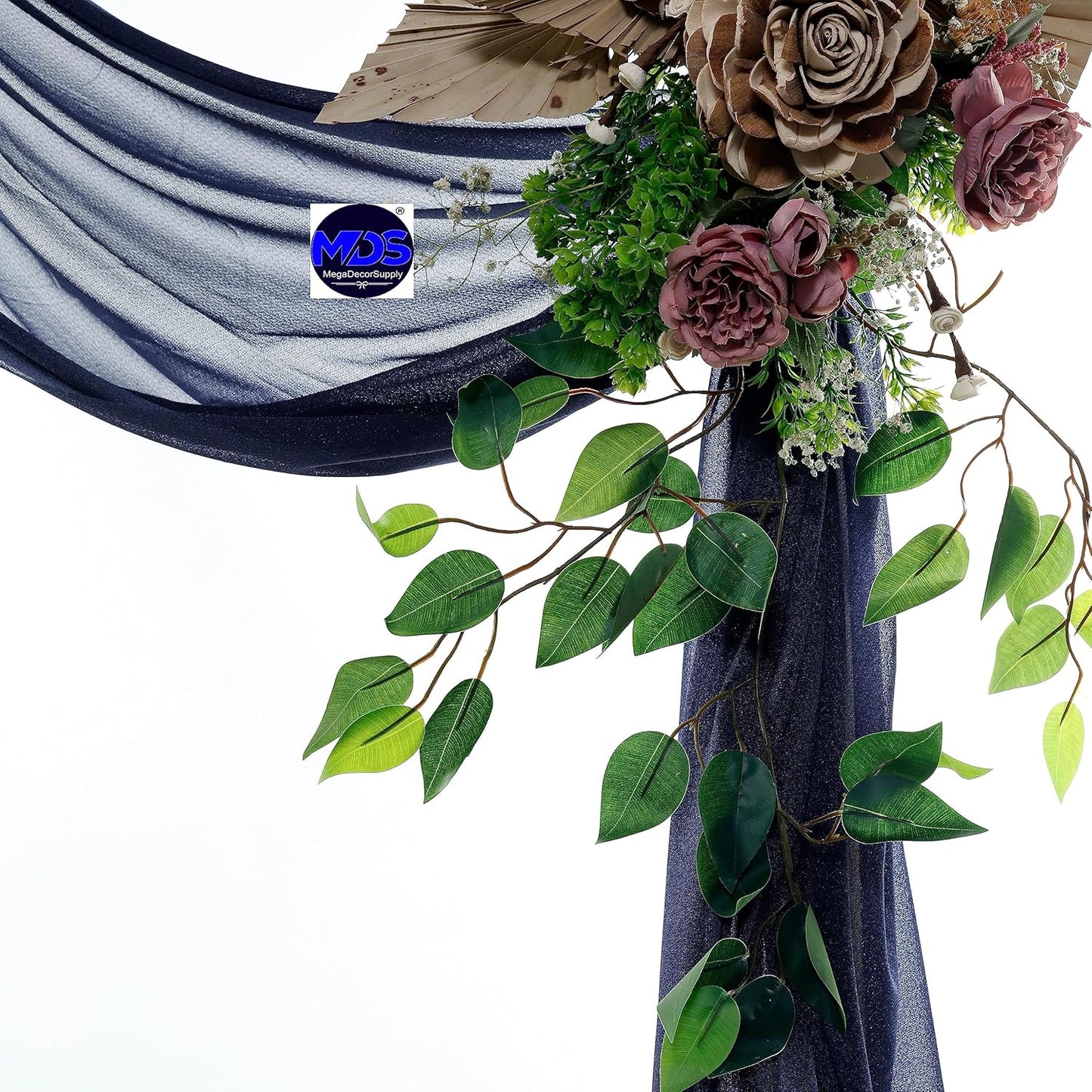 MDS Halloween Chiffon Draping Fabric - 1 Panel, 30" Wide x 30ft Long - Sheer Spooky Arbor & Canopy Drapery for Haunted House Backdrops, Party Ceilings, DIY Costumes & Themed Events - Navy Blue